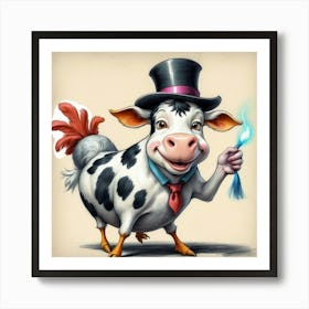 Rooster Cow Art Print