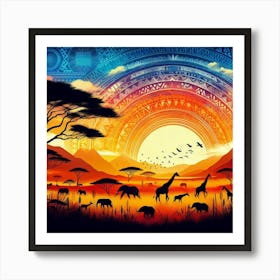 African Sunset Concept Affiche