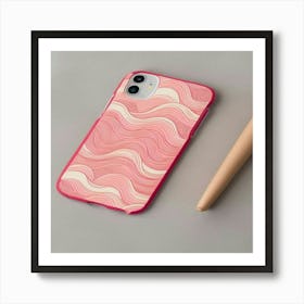 Wavy Land 4 Red And Pink Phone (1) Art Print