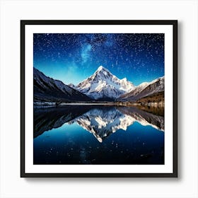 Firefly Snow Capped Mountains Reflecting In A Starry Lake 25826 (2) Affiche