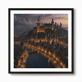 20a20pixel20of20sprawling,20medieval20at20featuring20castles20fortresses20in20modern Skyscrapers Art Print