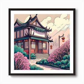 Chinese House In Spring Art Print