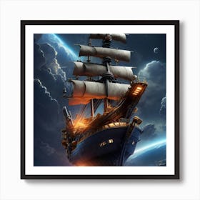 Ship In Space Art Print