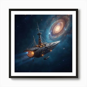 An Ethereal Ship Sailing Across The Stars And Galaxies 1 Art Print