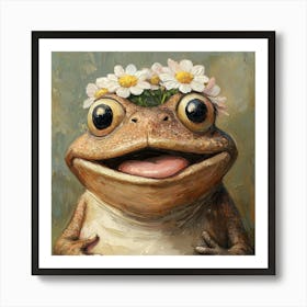 Frog With Flowers 10 Póster