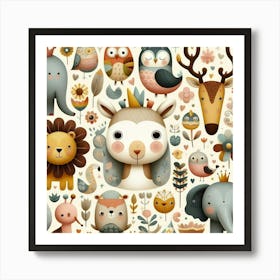 Cute Animals Wall Art Art Print