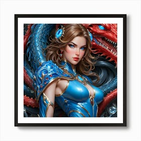 Girl With A Dragon de Art Print