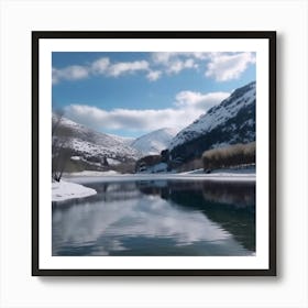 Snowy Mountain Lake Art Print