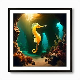 Seahorse In Cave Art Print