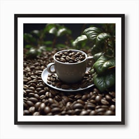 Coffee Cup On Coffee Beans 5 Art Print