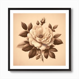 Rose On A Beige Background Art Print