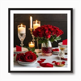 Valentine'S Day Table Setting 6 Art Print