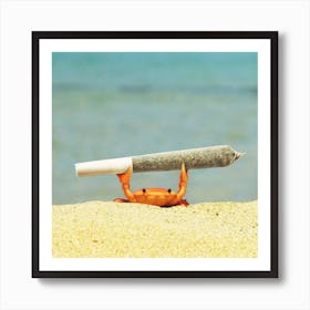 Crab Smoking A Cigarette Art Print
