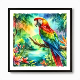 Parrot In The Jungle Art Print