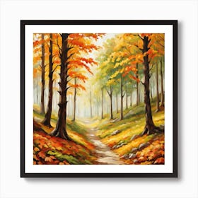 Forest In Autumn In Minimalist Style Square Composition 69 Art Print