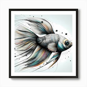 Ornamental Fish - Abstract Line Art Illustration 153 Art Print