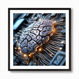 Brain On Circuit Board 28 Art Print