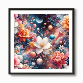 Floral Space Background Art Print