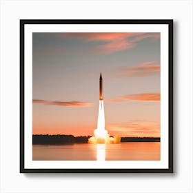 The Rocket in the Sunset Art Print