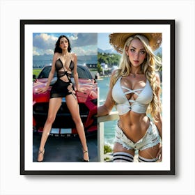 Two Beautiful Women Posing Art Print