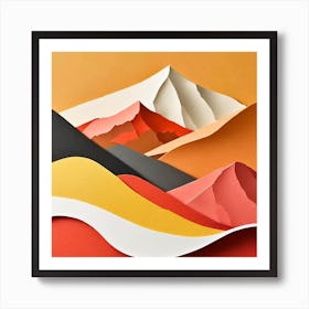 Firefly An Illustration Of A Beautiful Majestic Cinematic Tranquil Mountain Landscape In Neutral Col (56) Art Print