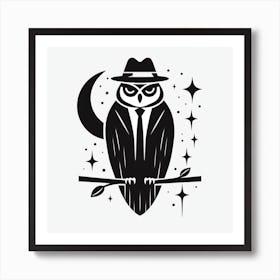 Owl In Hat Art Print