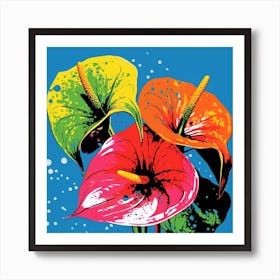 Andy Warhol Style Pop Art Flowers Flamingo Flower 2 Square Art Print
