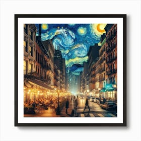 Starry Night In New York City Art Print