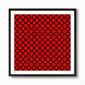 Pattern Red Black Texture Cross 1 Art Print