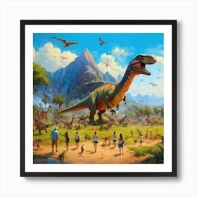 Dinosaurs In The Park 1 Art Print