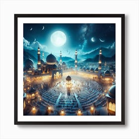 Muslim Mosque At Night 1 Art Print