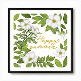 Five petal rose illustration happy summer artwork Art Print