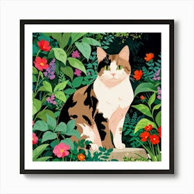 Cat In The Garden 2 Art Print