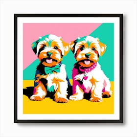 'Dandie Dinmont Terrier Pups', This Contemporary art brings POP Art and Flat Vector Art Together, Colorful Art, Animal Art, Home Decor, Kids Room Decor, Puppy Bank - 73rd Art Print