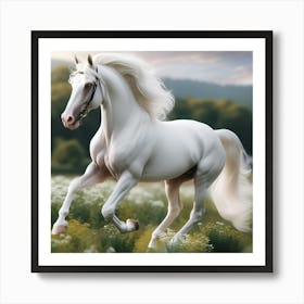 White Horse Running Art Print