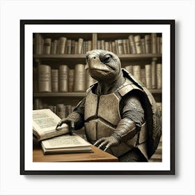 Turtle At The Library Art Print