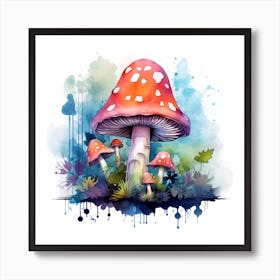 Watercolor Mushroom Painting Art Print