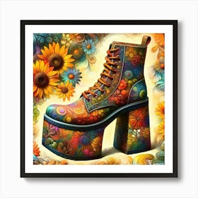 Flower Boots Art Print