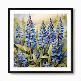 Blue Lupins art print Art Print