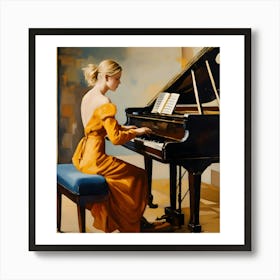 Woman Playing The Piano Art Print