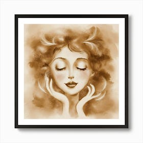 Girl With Feathers Art Print