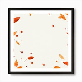 Autumn Artwork Showcasing Minimalist Design Featuring An Inventive Spread Of Leaves And Berries Sca (1) Art Print