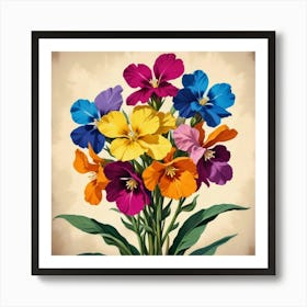 Wallflower Floral Botanical Vintage Poster Flower Art Print 1 Art Print