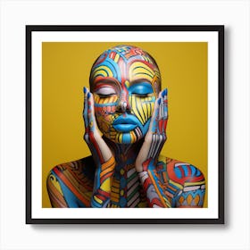 Young Woman With Colorful Body Paint Art Print