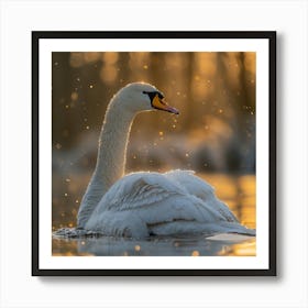 Swan At Sunset 2 Art Print