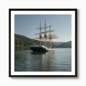 Tall Ship Sailing On A Lake Art Print