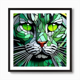 Cat, Pop Art 3D stained glass cat superhero limited edition 14/60 Art Print