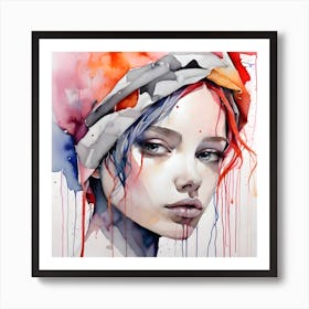 Watercolor Of A Girl Art Print