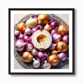 Onion On A Plate Art Print