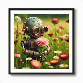 Robot In The Meadow 4 Art Print